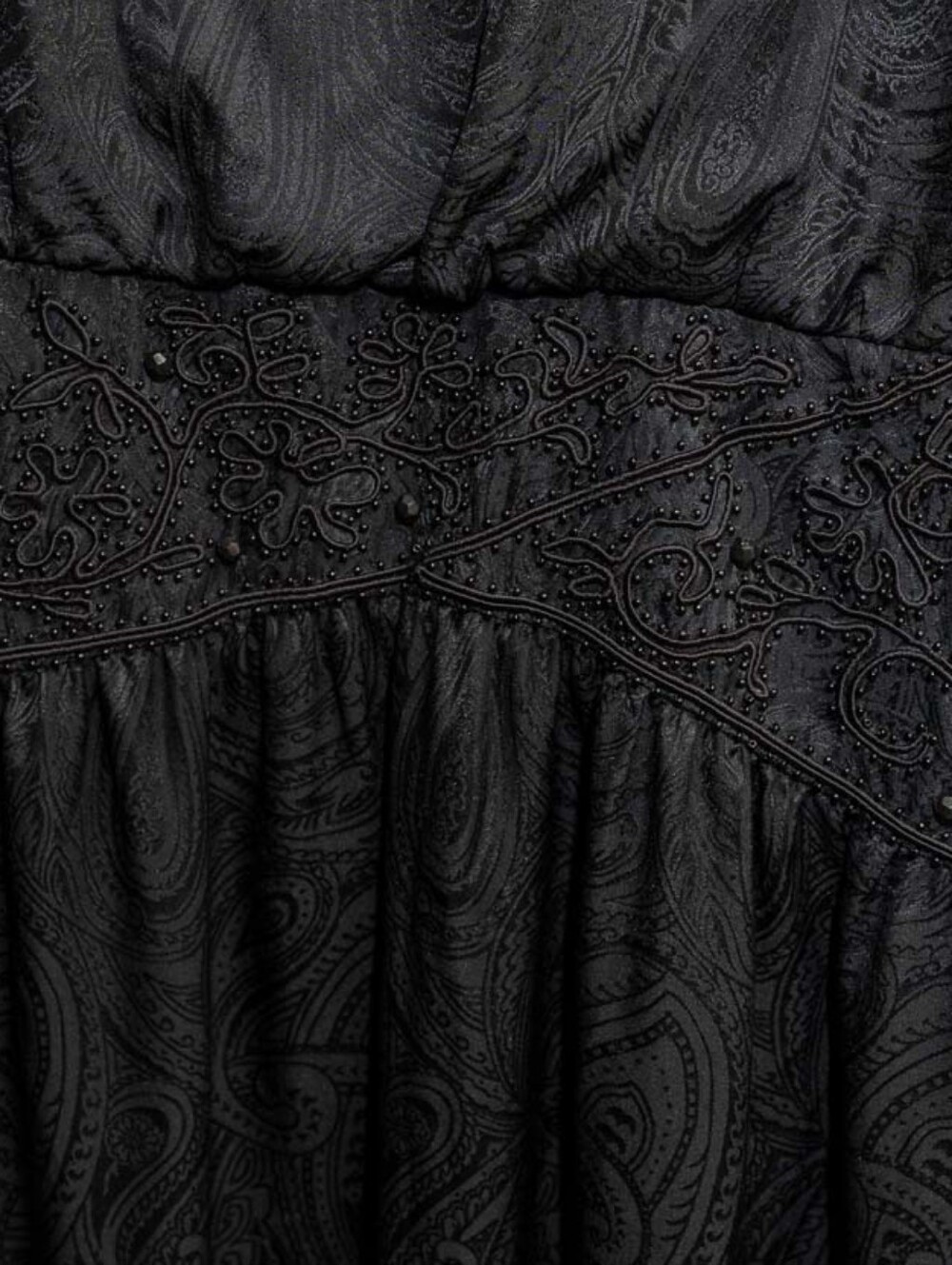 Vintage Adrianna Papell Silk Midi Dress Embroidered Beaded Waist/Neck Sz 14 - Picture 5 of 6